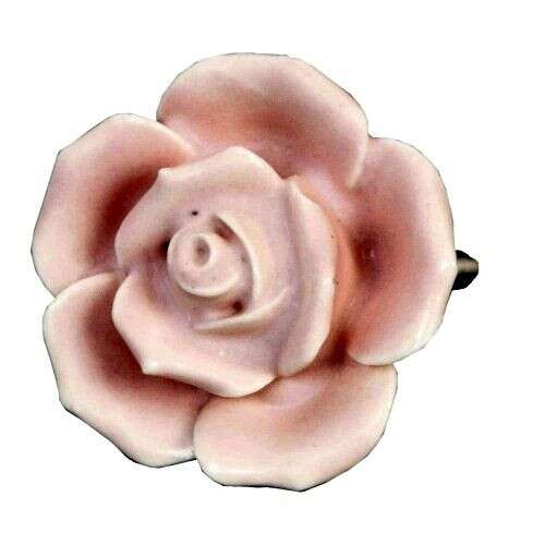 Kerámia rózsa ajtófogantyú, rózsaszín, 4x5cm