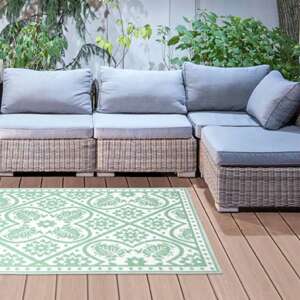 Esschert Design zöld és fehér csempe mintás kültéri szőnyeg 182x122 cm 76520308 