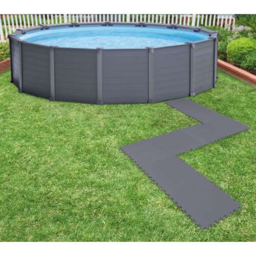 Intex 8 db összekapcsolható párnázott padlóvéd?, szürke, 50x50x0,5 cm, 1,9 m², medence körüli védelem