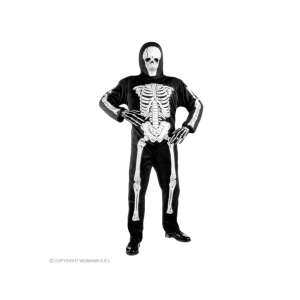 Skelettkostüm für Jungen, schwarz mit weißen Knochen, Ganzkörper, beinhaltet Maske und Overall - Widmann