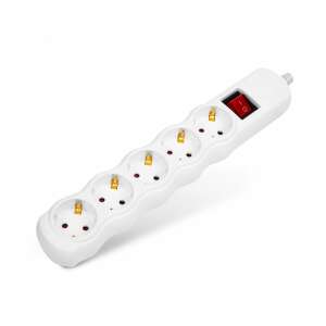 White 5-outlet power strip with switch, child protection, detachable, no cable - Delight Power Strip