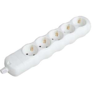 White 5-outlet power strip with child safety protection, no cable - Delight Power Strip