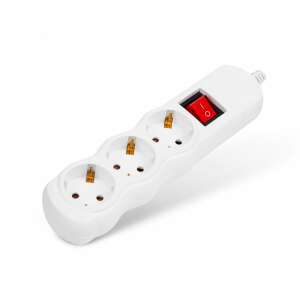 White 3-way power strip with switch, child protection, no cable - Power Strip