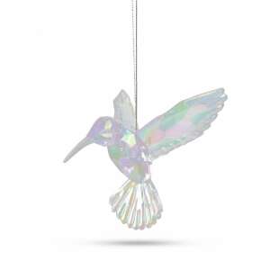 Iridescent acrylic hummingbird Christmas ornament, 95 x 100 x 65 mm - Christmas tree ornament