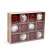 Set of 12 red and white Christmas ornaments, 6 cm diameter, in a box