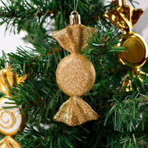 Set decorațiuni pom de Crăciun - zahăr auriu - 10 x 3,6 cm - 6 buc / set 146133904 - Nonbrand Decorațiuni de Crăciun