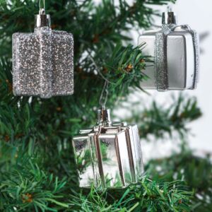 Silver Gift Box Christmas Ornament Set - 4.5 cm - 6 pcs/set 145947826 - Nonbrand Christmas tree ornament