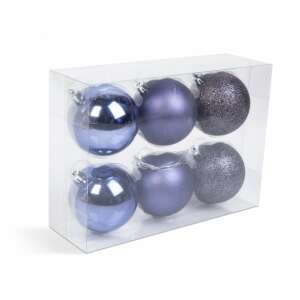 Set of 6 purple Christmas baubles, 2 matte, 2 shiny, 2 glitter, 7cm diameter - Nonbrand Christmas tree ornament