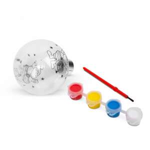 Ornament de Crăciun din plastic transparent cu design cu Moș Crăciun și stele, gata de pictat cu vopselele și pensula incluse - Nonbrand Jocuri si jucarii creative