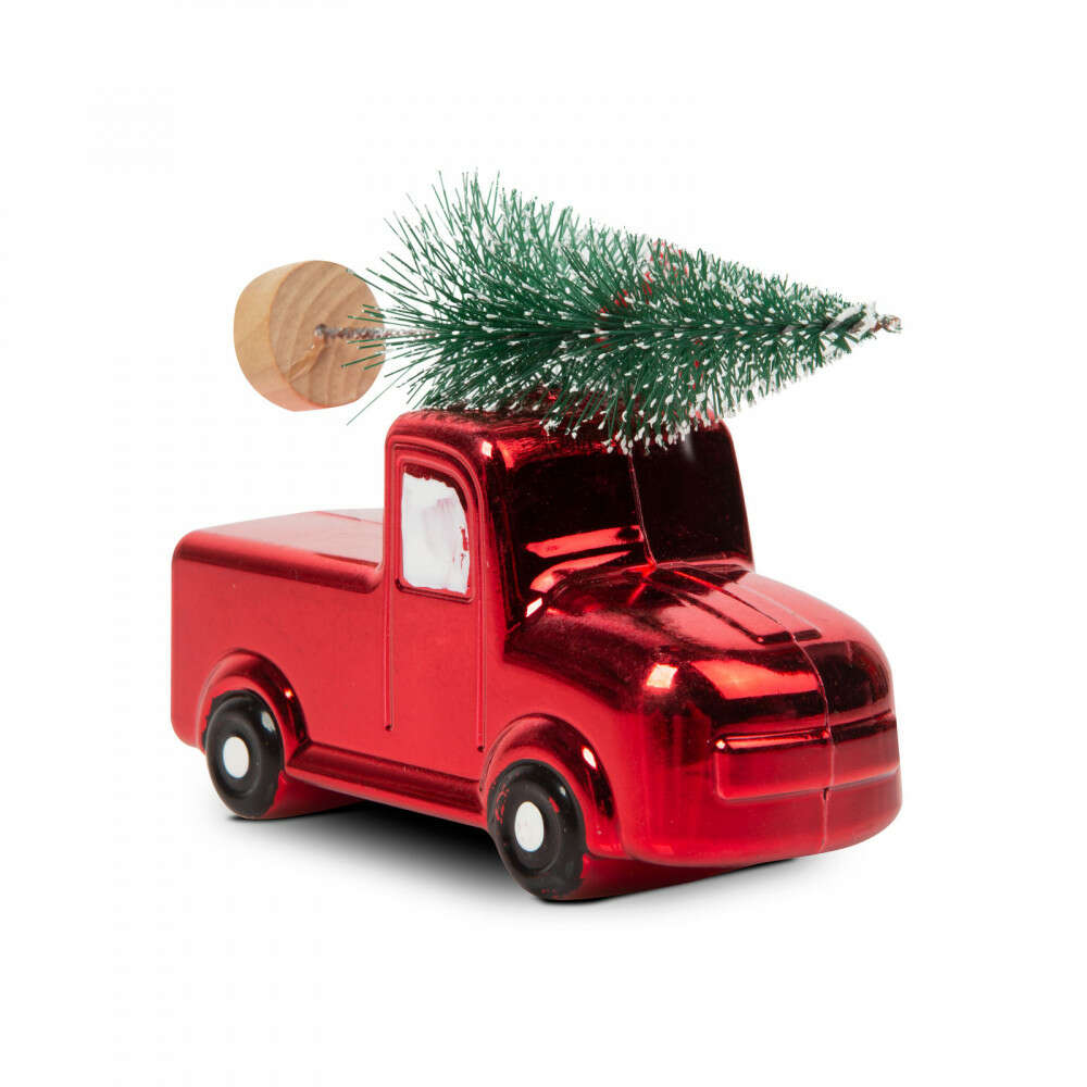 Christmas Tree Ornament - Small Car with Fir Tree - 10 x 4.5 x 8 cm