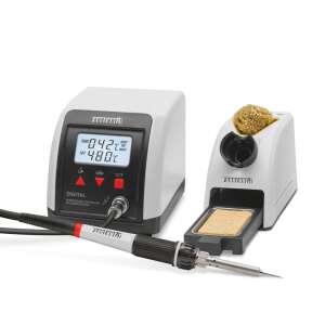 Digital soldering station with soldering iron, stand, and sponge, 60W, 160-480°C, 230V - Fahrenheit