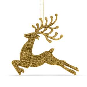 Gold glitter reindeer Christmas tree ornament - Christmas