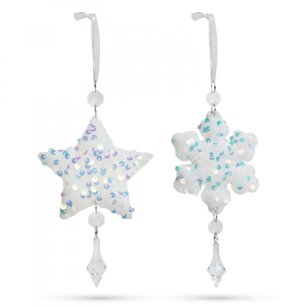 Christmas Tree Ornament - Iridescent, Acrylic - with Hanger - 2 Types