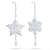 Set of 2 iridescent acrylic Christmas tree ornaments, star and snowflake, with hanger