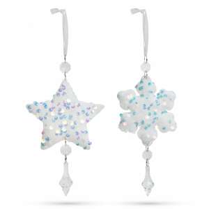 Ornamente de Crăciun acrilice irizate: Fulg de zăpadă și Stea, set de 2 bucăți - Nonbrand Decorațiuni pentru pomul de Crăciun