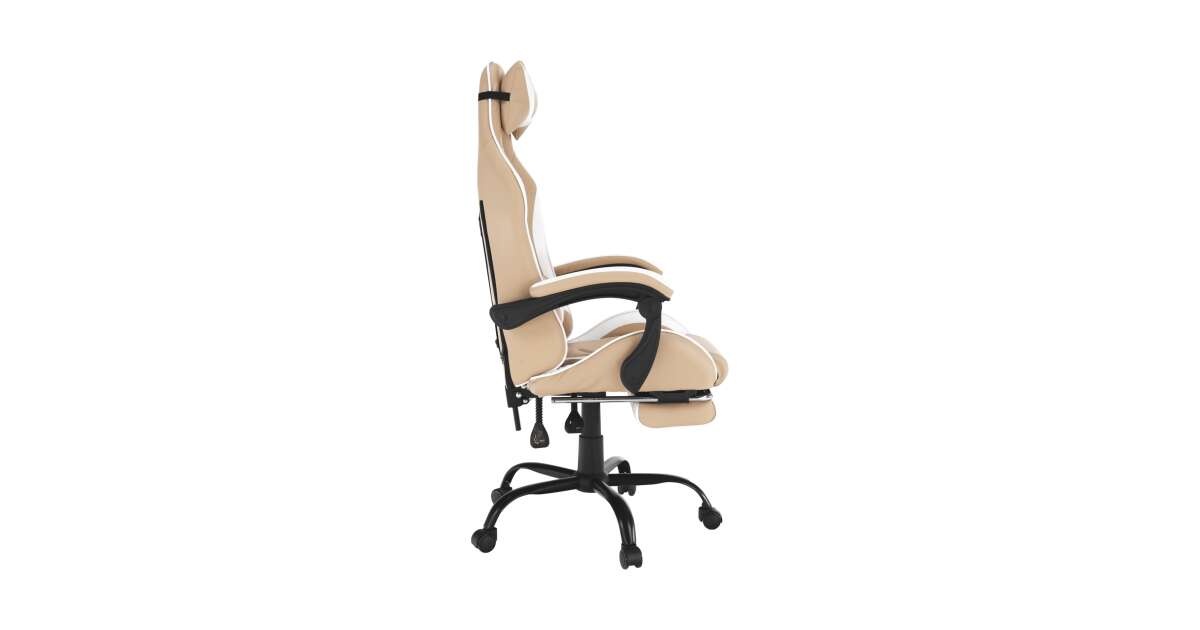 Ozge 2 New K136_64 Office and Gamer chair with neck and waist cushions  #beige-white