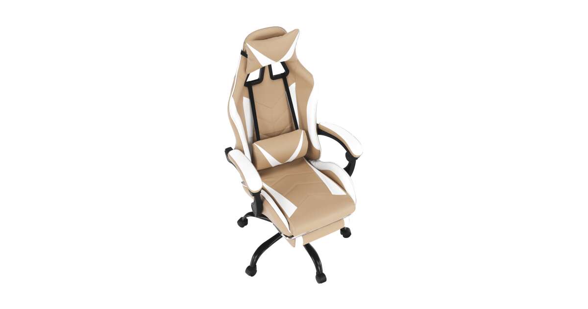 Ozge 2 New K136_64 Office and Gamer chair with neck and waist cushions  #beige-white