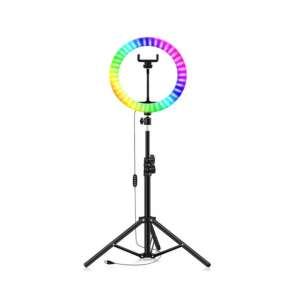 Selling Depot Gyűrűs lámpatartozék, 26 cm / 10 hüvelyk RGB fénnyel, USB-csatlakozással, nagyméretű állvány, TikTok, videó, képek ( RING 10 RGB)