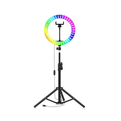 Selling Depot Gyűrűs lámpatartozék, 26 cm / 10 hüvelyk RGB fénnyel, USB-csatlakozással, nagyméretű állvány, TikTok, videó, képek ( RING 10 RGB) 76556356