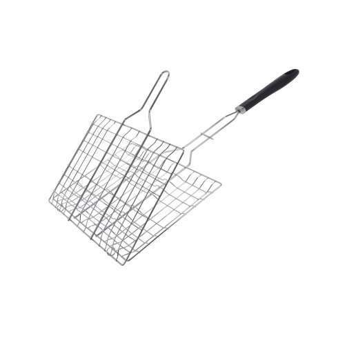 BBQ gril koš s rukoväťou, chrómovaná oceľ, na grilovanie hamburgerov, značka BBQ