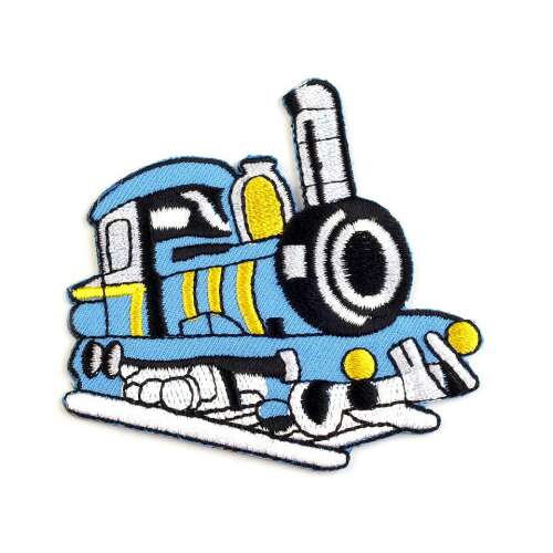Aplicație textilă termosensibilă 7 x 7 cm Train denim albastru