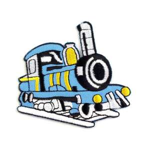 Train denim blue heat-sensitive textile applique 7 x 7 cm - Crisalida Patch