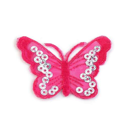 Rózsaszín pillangó vasalható folt csillogókkal