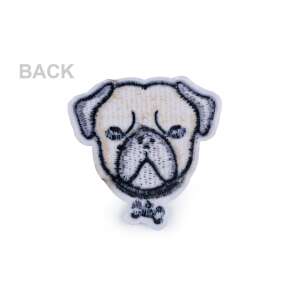 Petică de călcat cu câine mops bej, 6,2 x 6,3 cm, pentru haine, genți, rucsaci, blugi și altele - Produse Mercerie