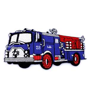 Blue fire truck iron-on patch, 11.5 x 6 cm - Crisalida Patch
