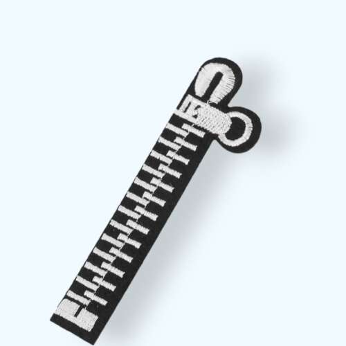 Petică cu fermoar brodată neagră, 3 x 10,7 cm, cu aplicare prin călcare, pentru îmbrăcăminte, genți și artizanat