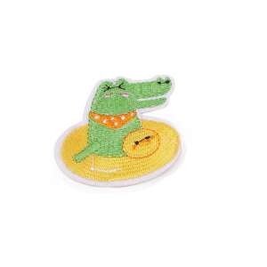 Aplicație de călcat crocodil, 6x6cm, brodată, drăguță, pentru haine, genți, rucsaci, copii, adulți - Produse Mercerie