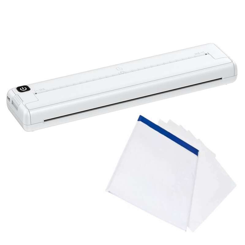 Imprimanta termica, model ultra portabil, de dimensiuni reduse, fara fir, nu necesita tus, A4, Bluetooth, aplicatie compatibila cu iOS / Android, acumulator 1000 mAh, 100 foi incluse, al