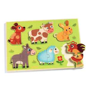 Djeco Coucou Puzzle, farm animal wooden puzzle for toddlers, 6 pieces - Puzzle