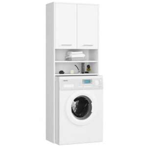Artool Bathroom Cabinet with Washing Machine Space, Laminated Board, 4 Shelves, 2 Doors, 64x30x180 cm, White