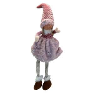 Decoratiune de Crăciun fetiță roz, 58 cm înălțime, cu picioare lungi și o rochie sclipitoare - Nonbrand Decorațiuni de Crăciun