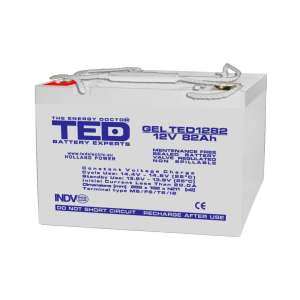TED 12V 82Ah GEL Deep Cycle Akkumulátor, VRLA AGM, 259x168x211mm, M6 Csatlakozó - Akkumulátor