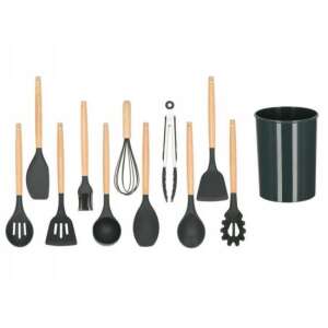 Set ustensile bucatarie, silicon si bambus, grafit, 12 piese, Springos 76559194 Seturi de ustensile de bucătărie
