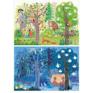 Londiy reversible puzzle, day and night in the forest, 54 pieces, assembled - Londji
