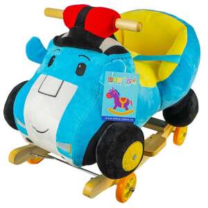 Robentoys Police Car Rocking Horse, blue plush rocking horse with wheels, wooden base, for toddlers - Rocking horse & animal