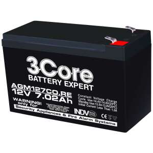 3Core AGM VRLA 12V 7.02Ah Akkumulátor biztonsági és tűzjelző rendszerekhez - Akkumulátor