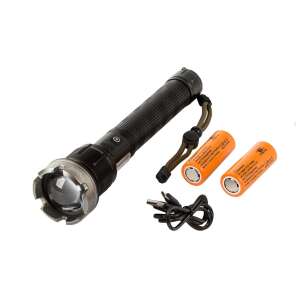 BAILONG® F226 taktikai zseblámpa két újratölthető akkumulátorral, USB töltőkábellel és csuklópánttal - Bailong