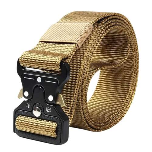 IdeallStore® Tactical Belt, Nylon, Beige, 120 cm, Quick Release Buckle