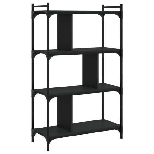 vidaXL 4 szintes fekete szerelt fa könyvespolc, 76 x 32 x 123 cm - Hálószoba bútor