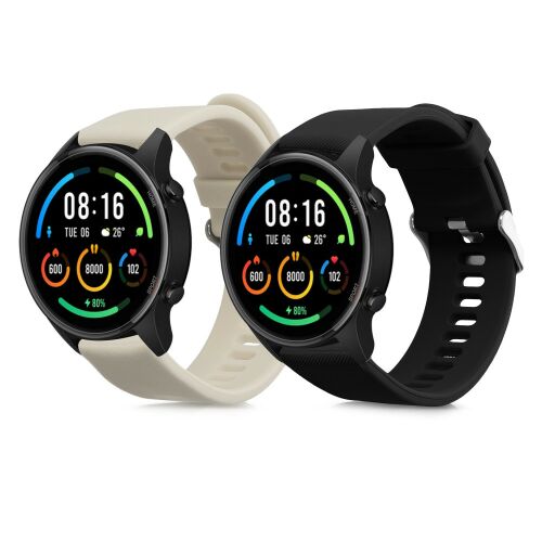 Kwmobile Xiaomi Mi Watch fekete és bézs szilikon szíjak