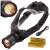 Bailong® 8079-3 CREE LED XHP160 ZOOM Headlamp with Powerbank Function, full view of the headlamp, batteries, and charging cable