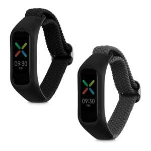 2 db Kwmobile nylon óraszíj Oppo Band Sporthoz, fekete és szürke - Okosóra szíj