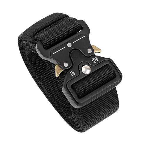 IdeallStore® tactical belt, black, 120 cm, nylon, quick release buckle