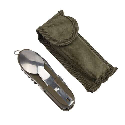 Multifunkčný nôž IdeallStore®, Special Outdoor, z nehrdzavejúcej ocele, 7 funkcií, khaki, 16 cm, s puzdrom