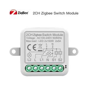 RSH® SB02 ZigBee 2 Channel Smart Switch Module, white, front view - Smart home accessories and accessories