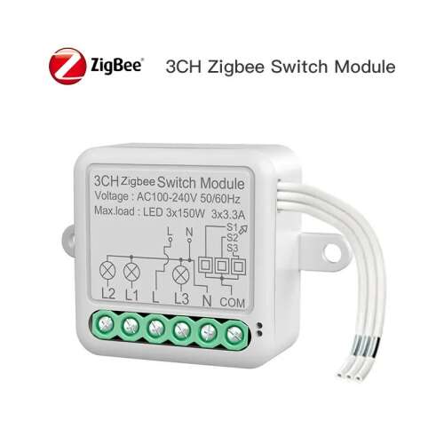 RSH® SB03 ZigBee 3 csatornás okos kapcsoló modul otthoni automatizáláshoz